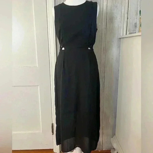one clothing Dresses & Skirts - Black Midi Dress w/ cutouts Witchy Dark Romantic Goth Feminine LBD SZ S
